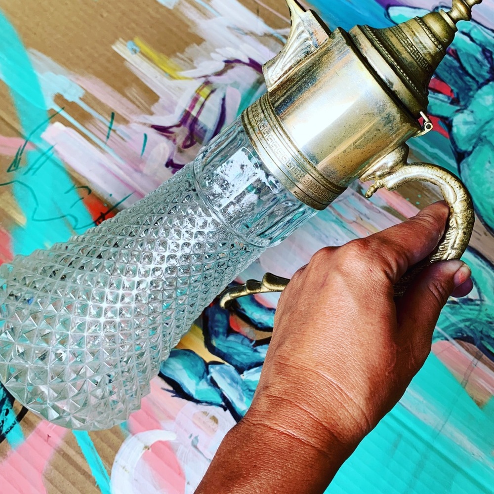 VINTAGE ITALIAN crystal liquid pitcher decanter